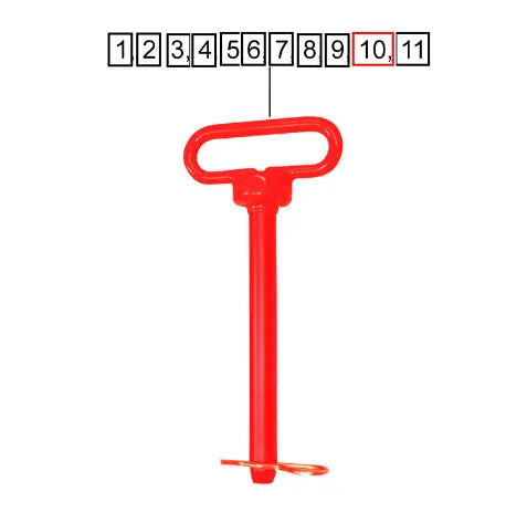 (Sold Out) Mahindra Tractor Hitch Pin, Red 1-1/4 X 8-1/2 L1009900114 Mahindra Direct Parts