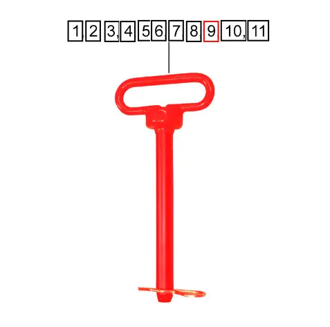 (Sold Out) Mahindra Tractor Hitch Pin, Red 1-1/8 X 8-1/2 L1009900113 Mahindra Direct Parts
