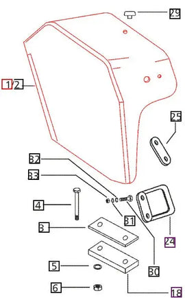 (Sold Out) Mahindra Tractor LH Left Fender 005559271B91 Mahindra