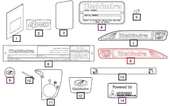 (Sold Out) Mahindra Tractor Label Rh, Side 19468708000 Mahindra Direct Parts