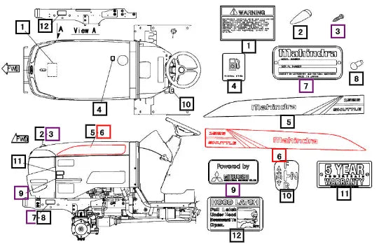 (Sold Out) Mahindra Tractor Label Rh, Side 19468794000 Mahindra Direct Parts