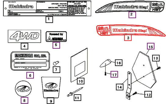 (Sold Out) Mahindra Tractor Label Rh, Side 19582784000 Mahindra Direct Parts