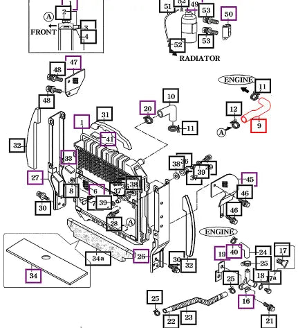 (Sold Out) Mahindra Tractor Lower Radiator Hose 12301040110 Mahindra Direct Parts