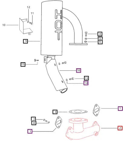 (Sold Out) Mahindra Tractor Manifold Exhaust 006008391B1 Mahindra Direct Parts