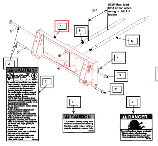(Sold Out) Mahindra Tractor Pin On Bale Spear Frame KMW13052066 Mahindra Direct Parts