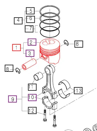 (Sold Out) Mahindra Tractor Piston and Pin Set E580021018 Mahindra Direct Parts