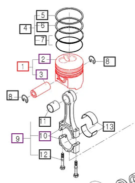 (Sold Out) Mahindra Tractor Piston and Pin Set E580021018 Mahindra Direct Parts