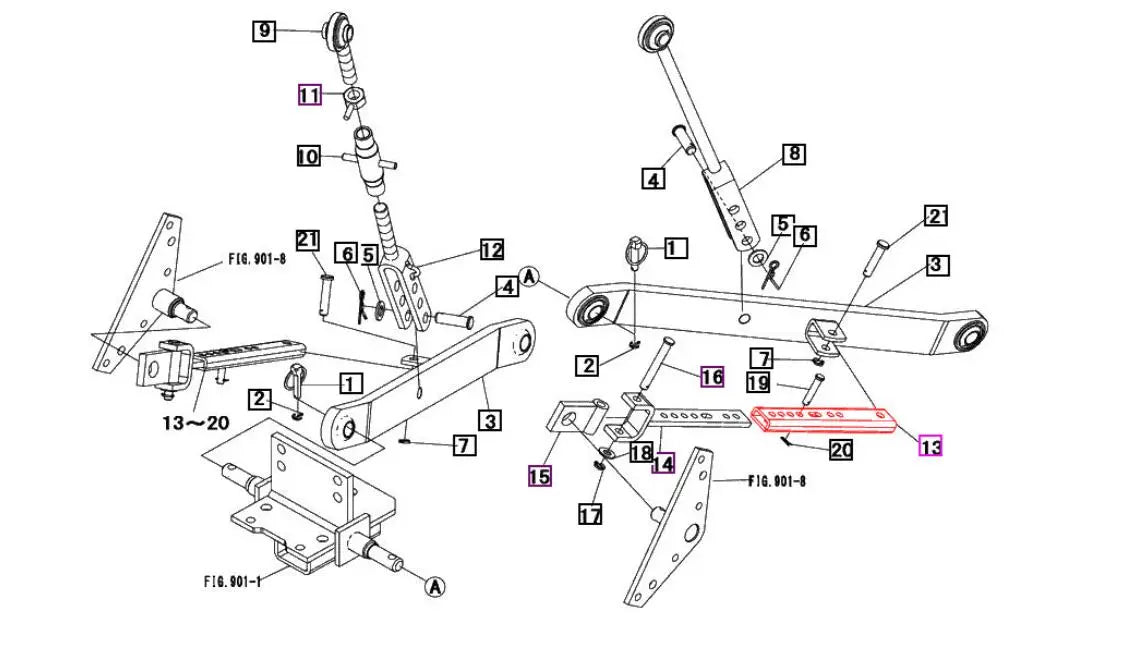 Stabilizer bar Female End for 3 Point Hitch Mahindra